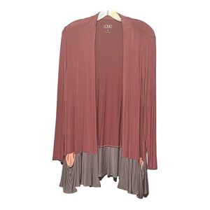 Lori Goldstein LOGO Color-Block Open Front Cardigan W/Contrast Pockets Small